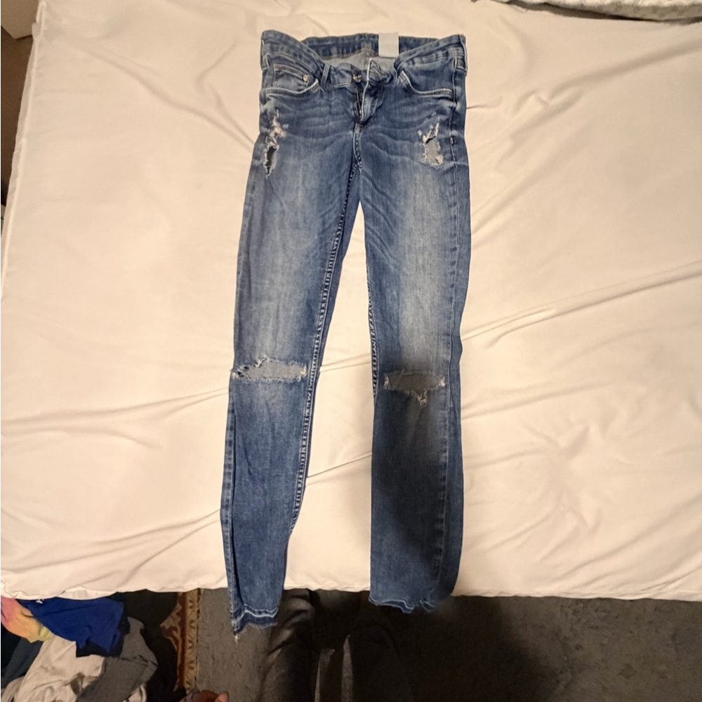 H&M Blue Distressed Skinny Jeans